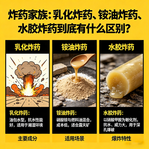 云城炸药家族：乳化炸药、铵油炸药、水胶炸药到底有什么区别？